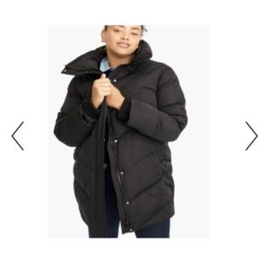 universal Standard For J.CREW Black Chevron Puffer Coat